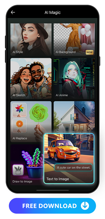 launcher of PhotoDirector and highlight the Text to Image feature icon